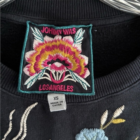 Johnny Was Women’s Embroidered Black Sweat Shirt - Picture 3 of 4